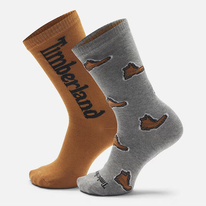 Timberland A6BTB Due Paia di Calzettoni Timberland® con Stampa di Stivale Integrale