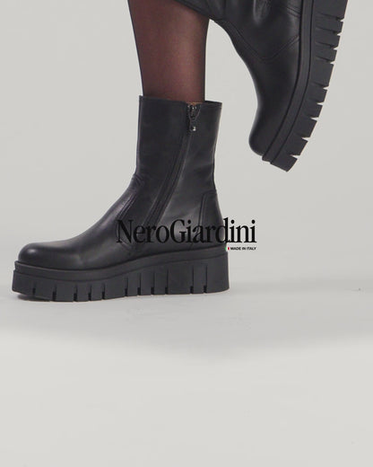 Nero Giardini I411922D Stivaletti donna in pelle nero